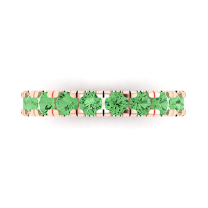 1 cttw Simulated Green Diamond Round Cut Rose Gold Eternity Wedding Band