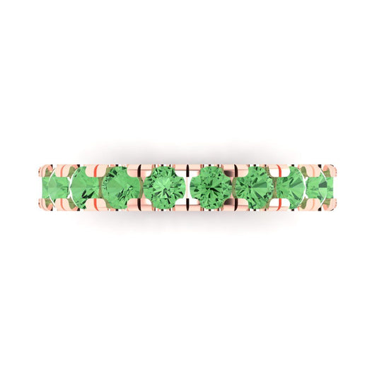 1 cttw Simulated Green Diamond Round Cut Rose Gold Eternity Wedding Band