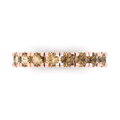1 cttw Simulated Champagne Diamond Round Cut Rose Gold Eternity Wedding Band