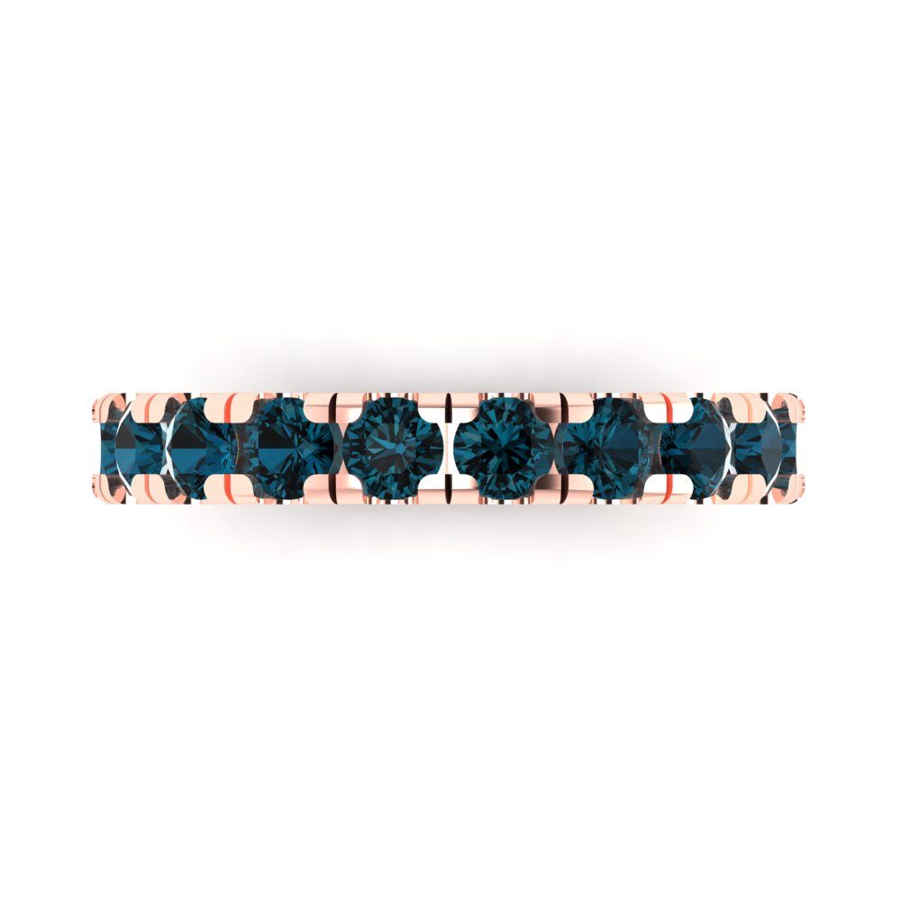 1 cttw Natural London Blue Topaz Round Cut Rose Gold Eternity Wedding Band