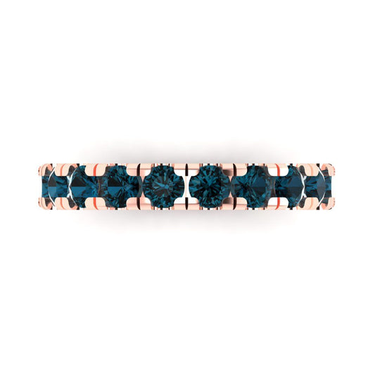 1 cttw Natural London Blue Topaz Round Cut Rose Gold Eternity Wedding Band