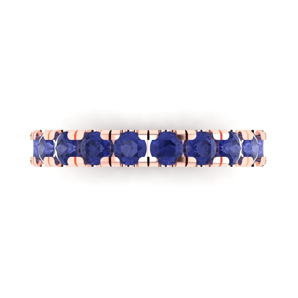 1 cttw Simulated Tanzanite Round Cut Rose Gold Eternity Wedding Band