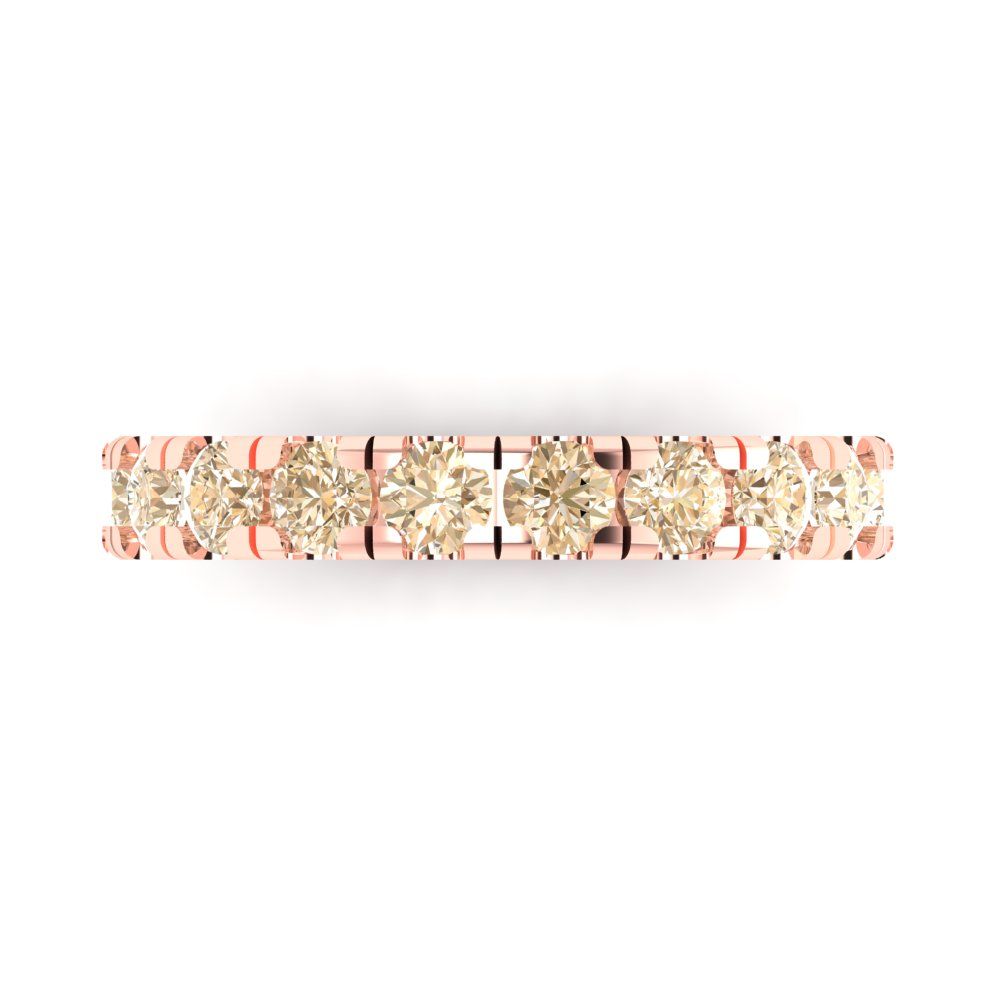 1 cttw Natural Morganite Round Cut Rose Gold Eternity Wedding Band