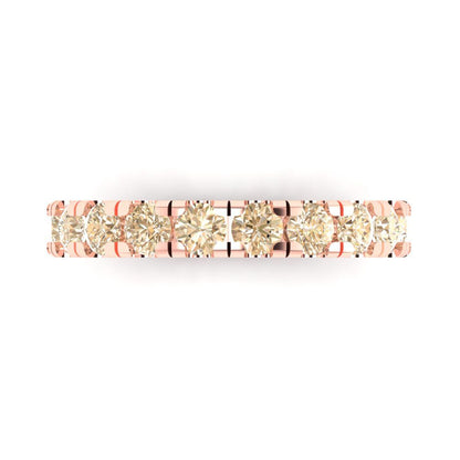 1 cttw Natural Morganite Round Cut Rose Gold Eternity Wedding Band