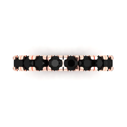 1 cttw Natural Onyx Round Cut Rose Gold Eternity Wedding Band