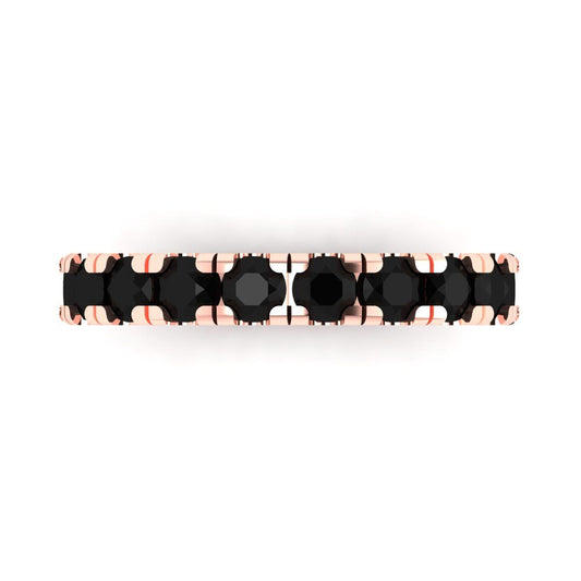 1 cttw Natural Onyx Round Cut Rose Gold Eternity Wedding Band
