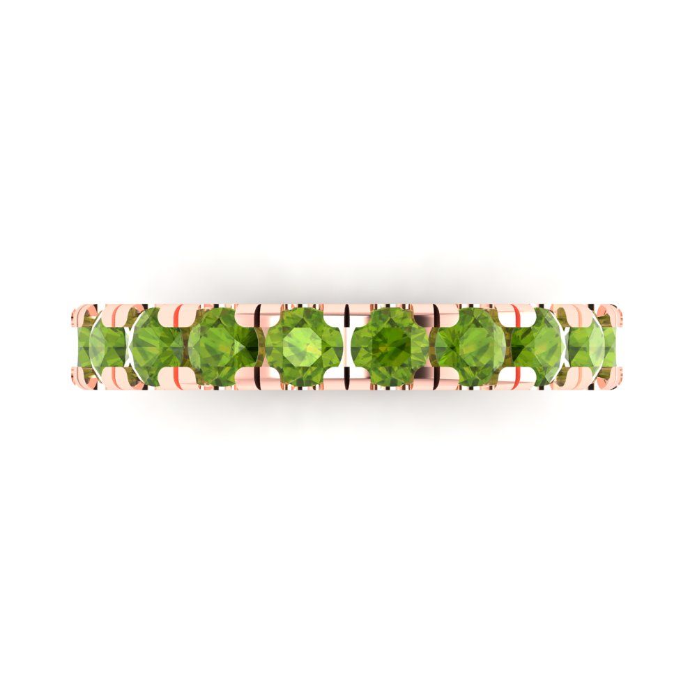 1 cttw Natural Peridot Round Cut Rose Gold Eternity Wedding Band