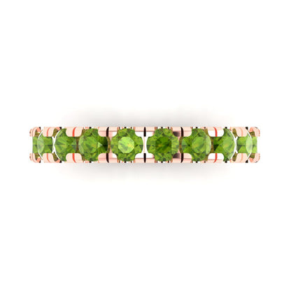1 cttw Natural Peridot Round Cut Rose Gold Eternity Wedding Band
