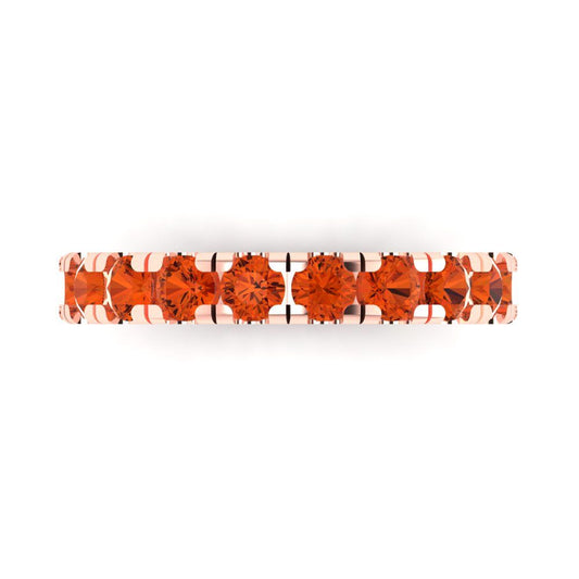 1 cttw Simulated Red Diamond Round Cut Rose Gold Eternity Wedding Band