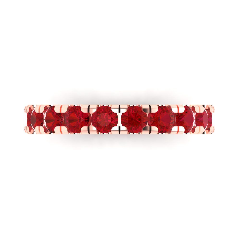 1 cttw Simulated Ruby Round Cut Rose Gold Eternity Wedding Band