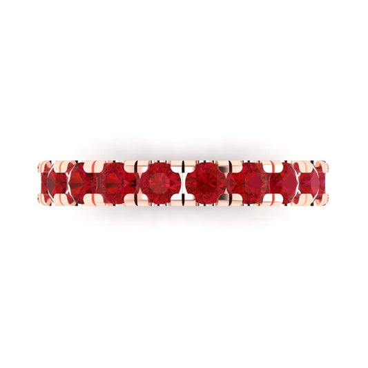 1 cttw Simulated Ruby Round Cut Rose Gold Eternity Wedding Band