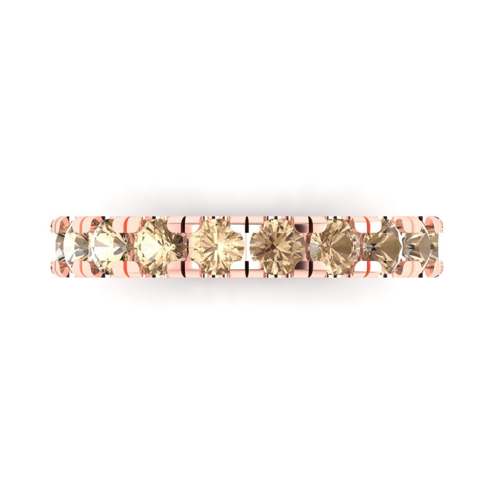 1 cttw Yellow Moissanite Round Cut Rose Gold Eternity Wedding Band