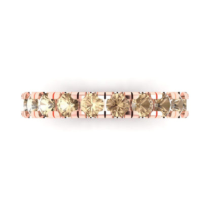 1 cttw Yellow Moissanite Round Cut Rose Gold Eternity Wedding Band