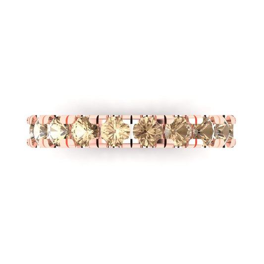 1 cttw Yellow Moissanite Round Cut Rose Gold Eternity Wedding Band