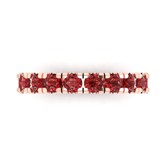 1 cttw Natural Garnet Round Cut Rose Gold Eternity Wedding Band