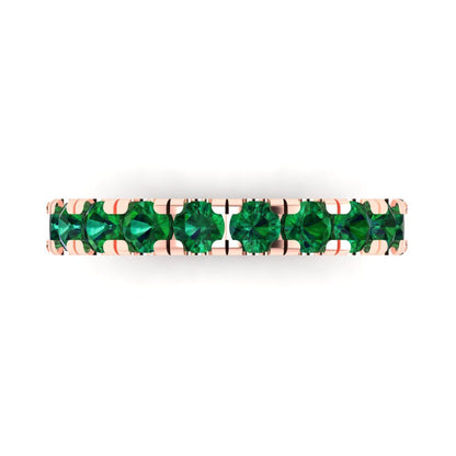 1 cttw Simulated Emerald Round Cut Rose Gold Eternity Wedding Band