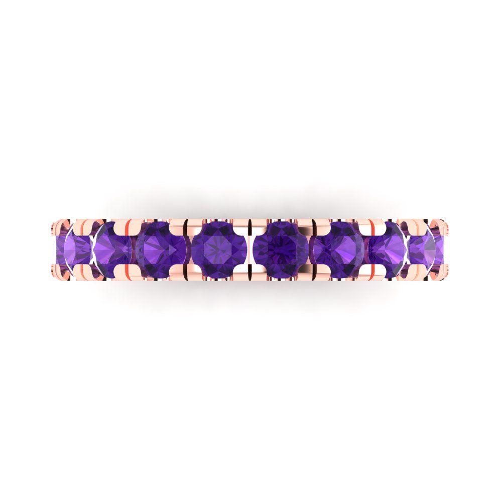 1 cttw Natural Amethyst Round Cut Rose Gold Eternity Wedding Band