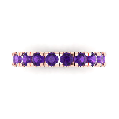 1 cttw Natural Amethyst Round Cut Rose Gold Eternity Wedding Band