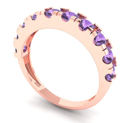 1 cttw Simulated Alexandrite Round Cut Rose Gold Eternity Wedding Band