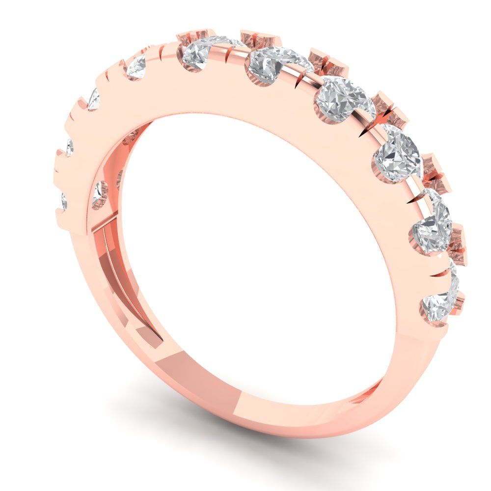 1 cttw Simulated Diamond Round Cut Rose Gold Eternity Wedding Band