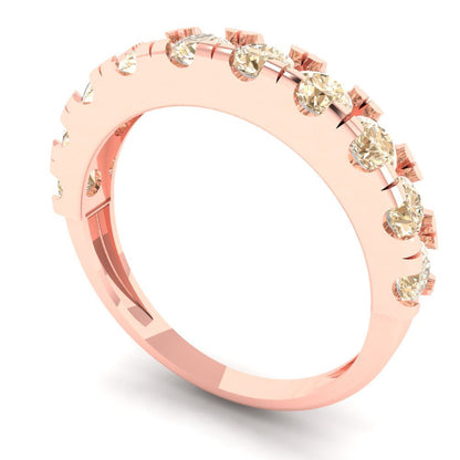 1 cttw Natural Morganite Round Cut Rose Gold Eternity Wedding Band