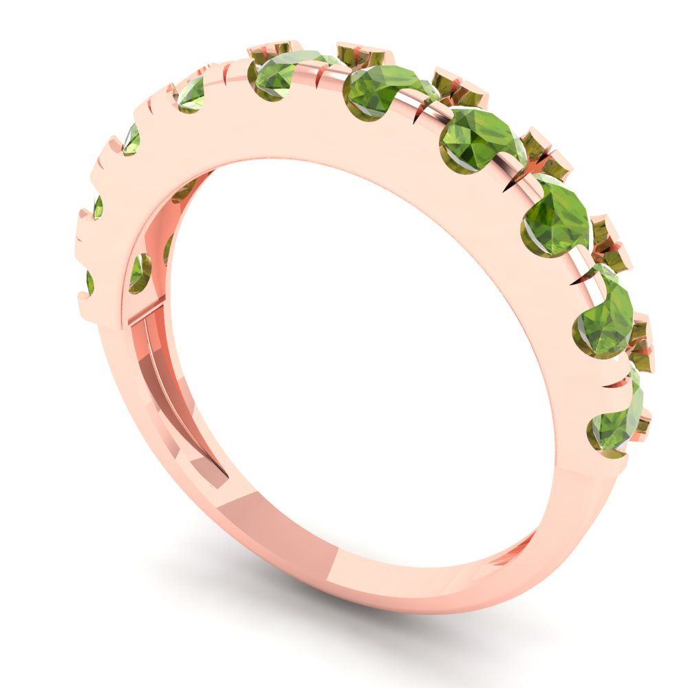 1 cttw Natural Peridot Round Cut Rose Gold Eternity Wedding Band