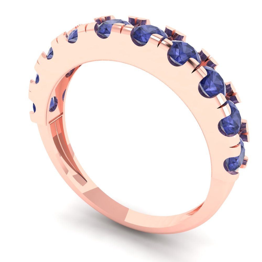 1 cttw Simulated Tanzanite Round Cut Rose Gold Eternity Wedding Band