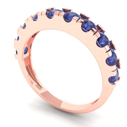 1 cttw Simulated Tanzanite Round Cut Rose Gold Eternity Wedding Band