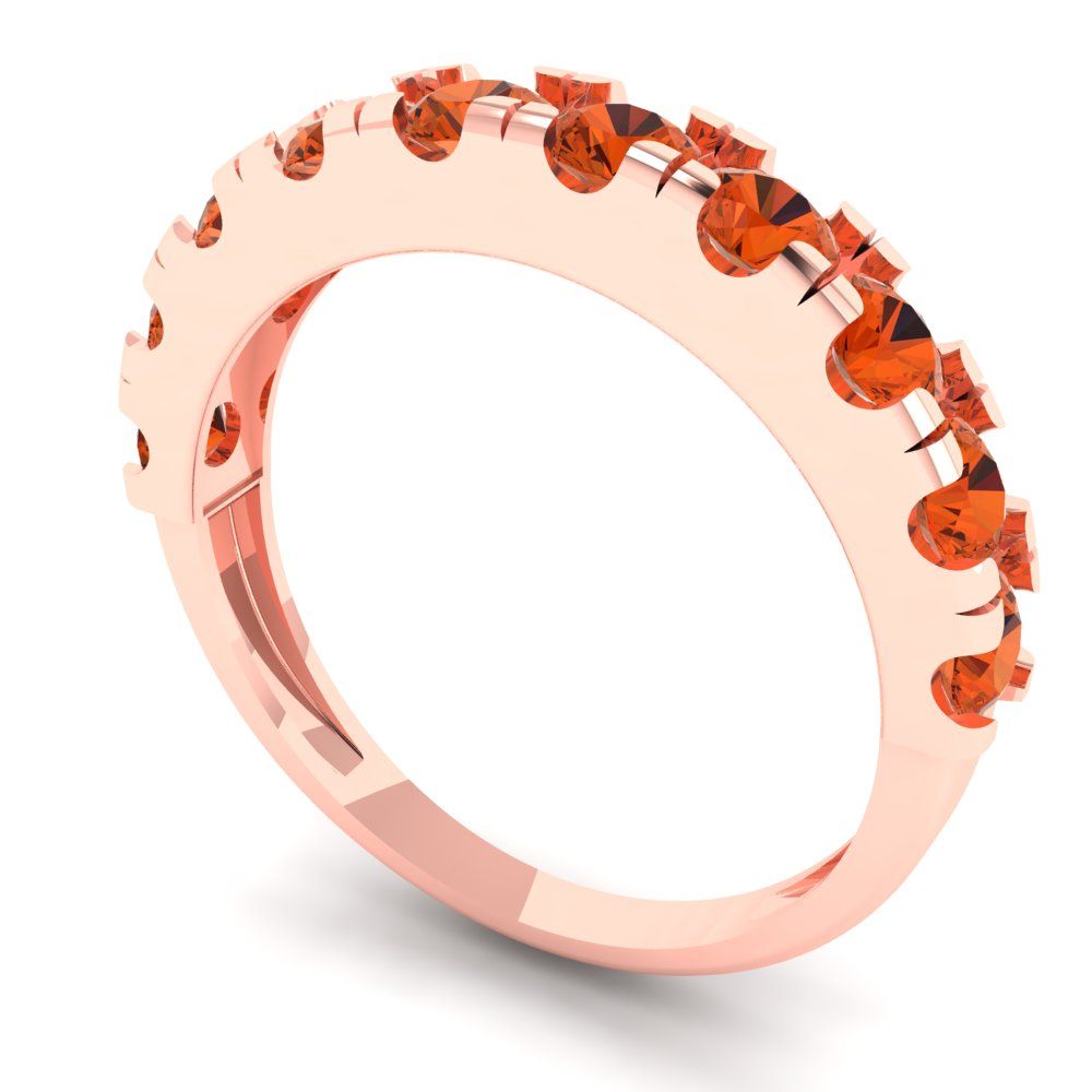 1 cttw Simulated Red Diamond Round Cut Rose Gold Eternity Wedding Band