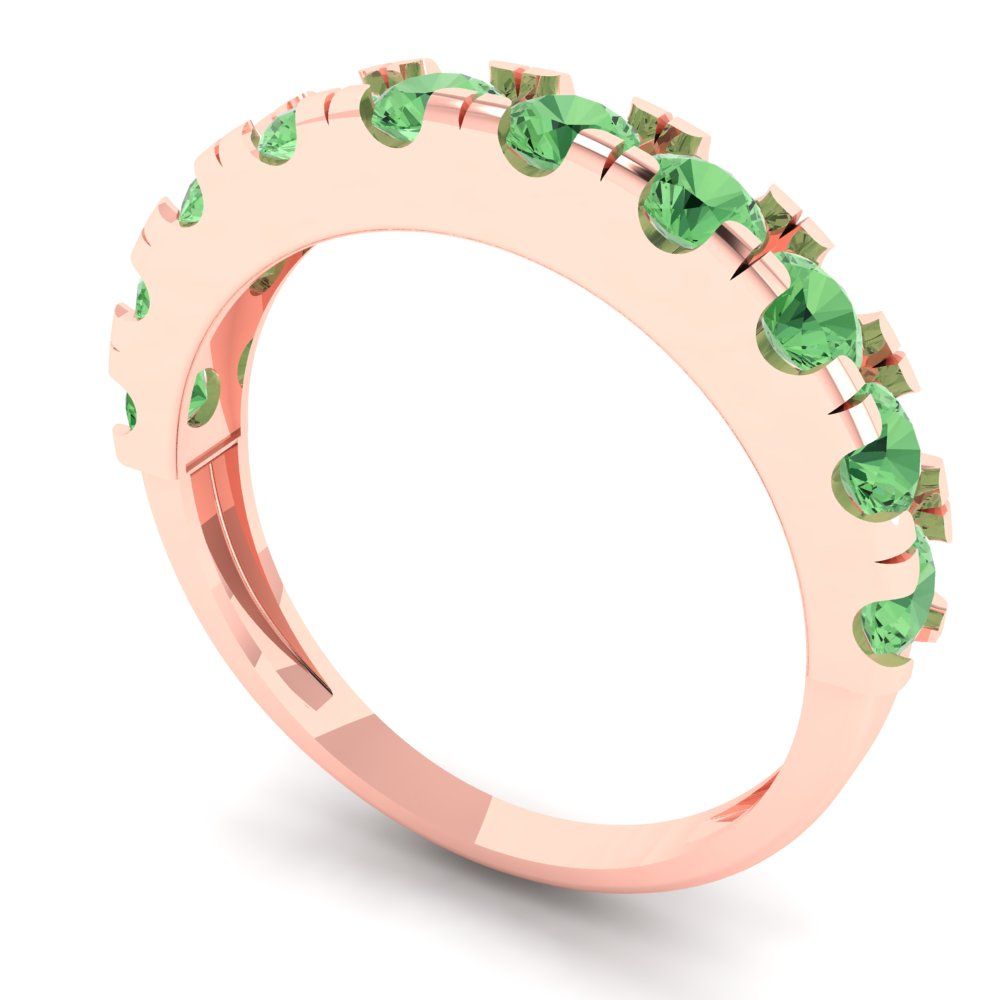 1 cttw Simulated Green Diamond Round Cut Rose Gold Eternity Wedding Band