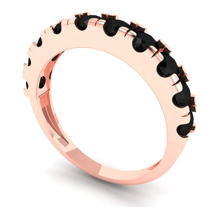1 cttw Natural Onyx Round Cut Rose Gold Eternity Wedding Band