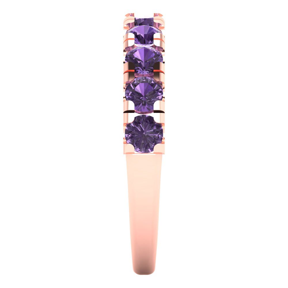 1 cttw Simulated Alexandrite Round Cut Rose Gold Eternity Wedding Band