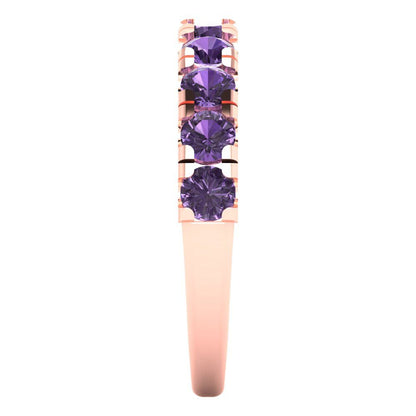 1 cttw Simulated Alexandrite Round Cut Rose Gold Eternity Wedding Band