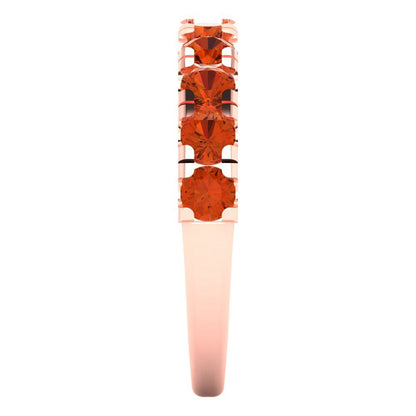 1 cttw Simulated Red Diamond Round Cut Rose Gold Eternity Wedding Band