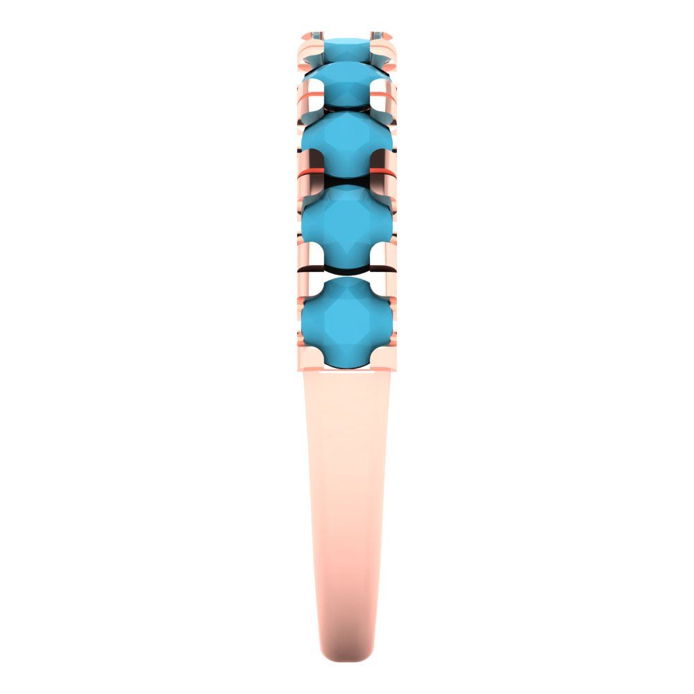 1 cttw Simulated Turquoise Round Cut Rose Gold Eternity Wedding Band