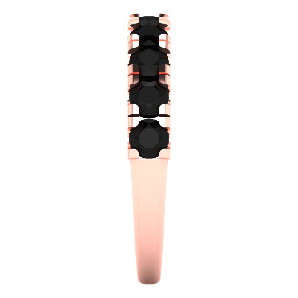 1 cttw Natural Onyx Round Cut Rose Gold Eternity Wedding Band