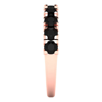 1 cttw Natural Onyx Round Cut Rose Gold Eternity Wedding Band