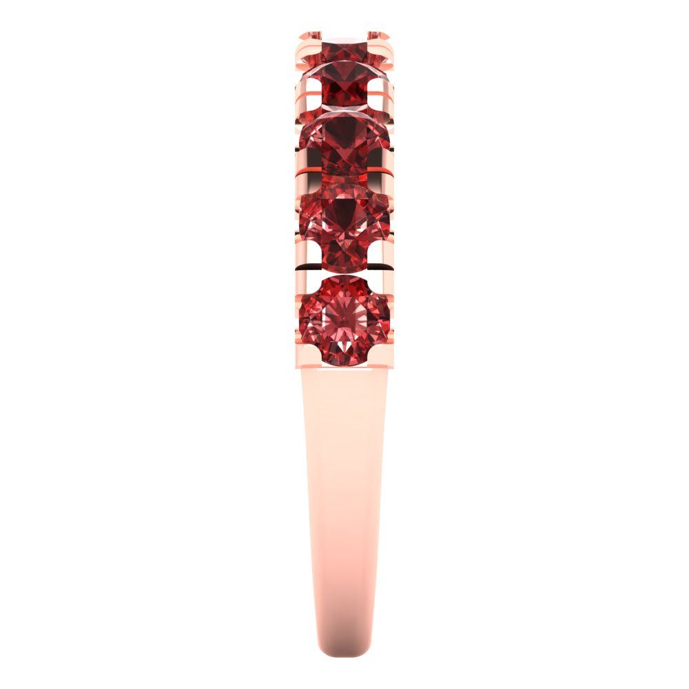1 cttw Natural Garnet Round Cut Rose Gold Eternity Wedding Band
