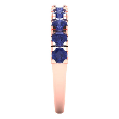 1 cttw Simulated Tanzanite Round Cut Rose Gold Eternity Wedding Band