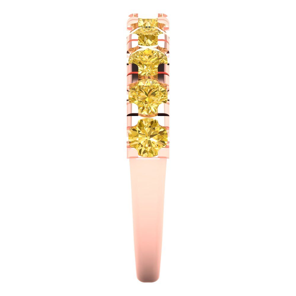 1 cttw Simulated Yellow Diamond Round Cut Rose Gold Eternity Wedding Band