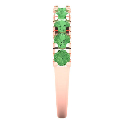 1 cttw Simulated Green Diamond Round Cut Rose Gold Eternity Wedding Band