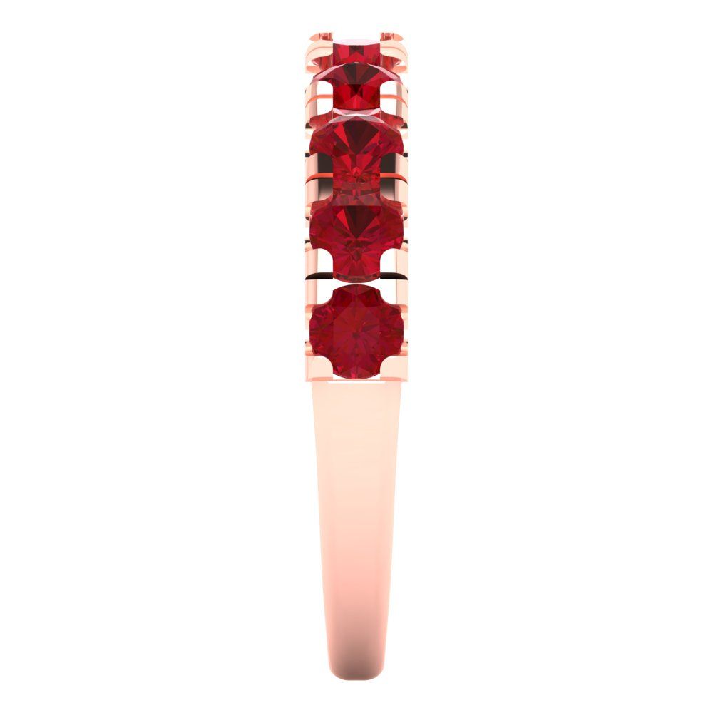 1 cttw Simulated Ruby Round Cut Rose Gold Eternity Wedding Band