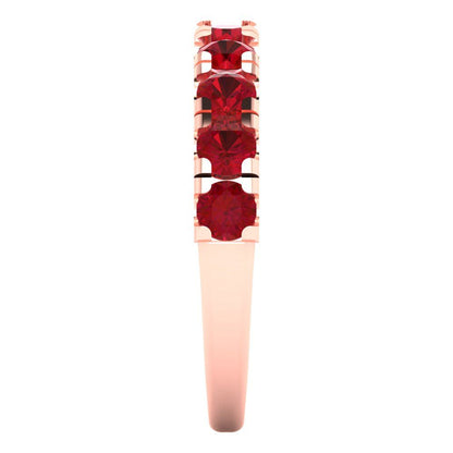 1 cttw Simulated Ruby Round Cut Rose Gold Eternity Wedding Band