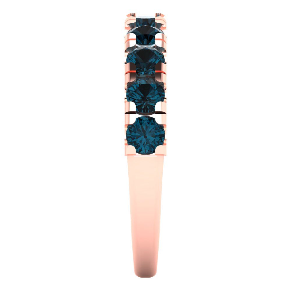 1 cttw Natural London Blue Topaz Round Cut Rose Gold Eternity Wedding Band