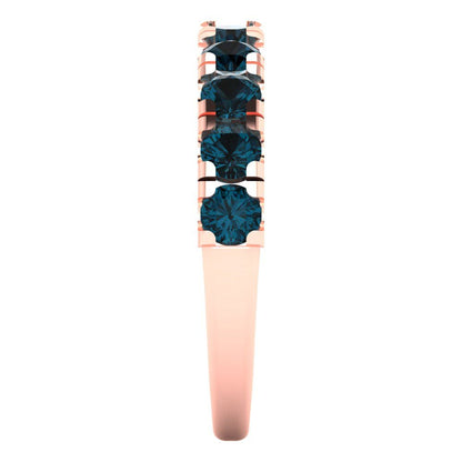 1 cttw Natural London Blue Topaz Round Cut Rose Gold Eternity Wedding Band