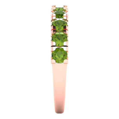 1 cttw Natural Peridot Round Cut Rose Gold Eternity Wedding Band