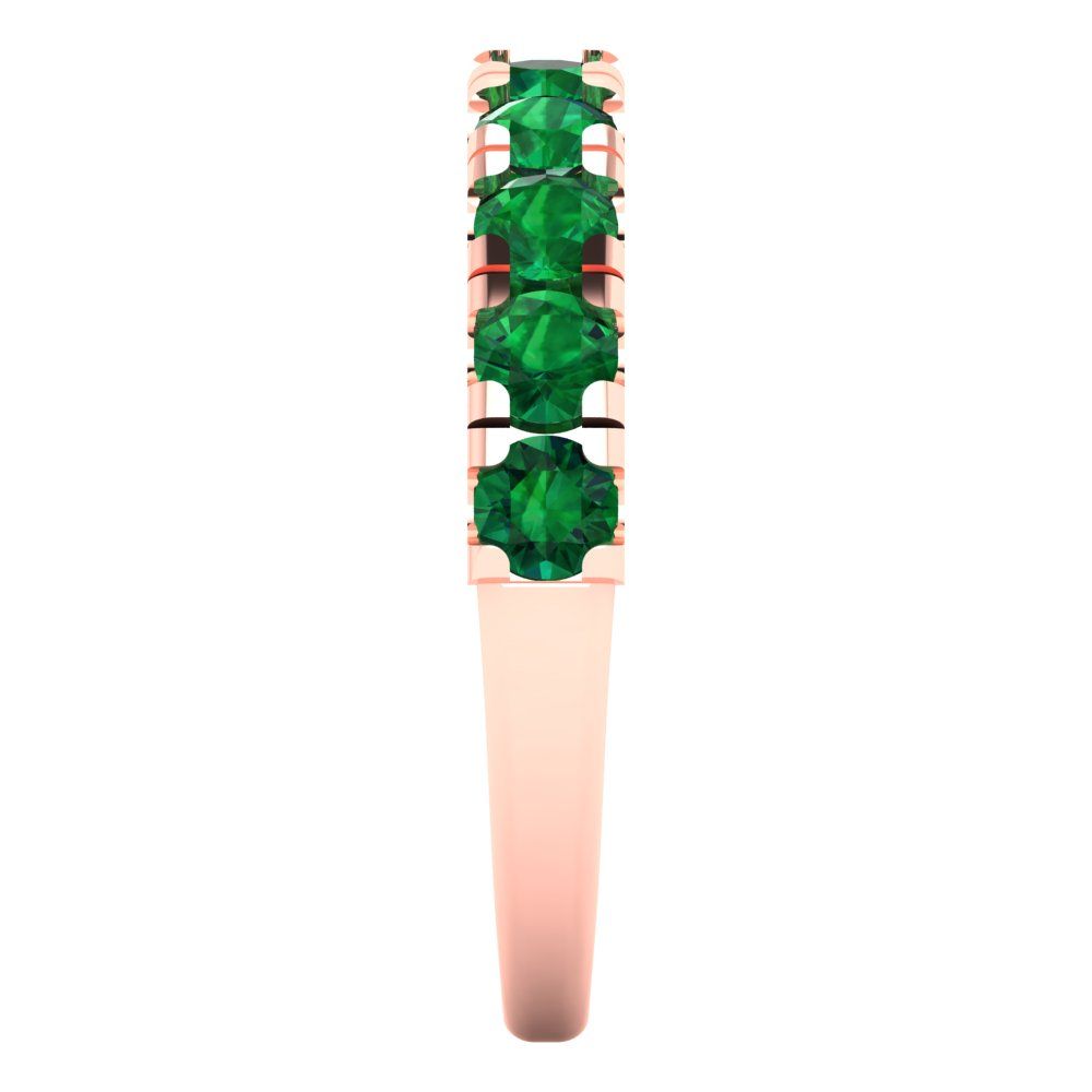 1 cttw Simulated Emerald Round Cut Rose Gold Eternity Wedding Band
