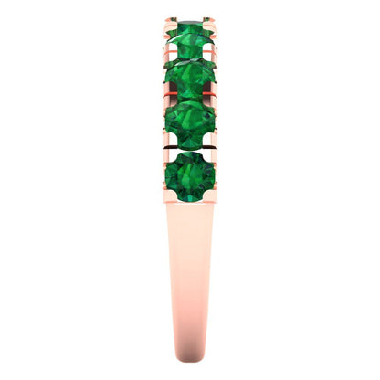 1 cttw Simulated Emerald Round Cut Rose Gold Eternity Wedding Band