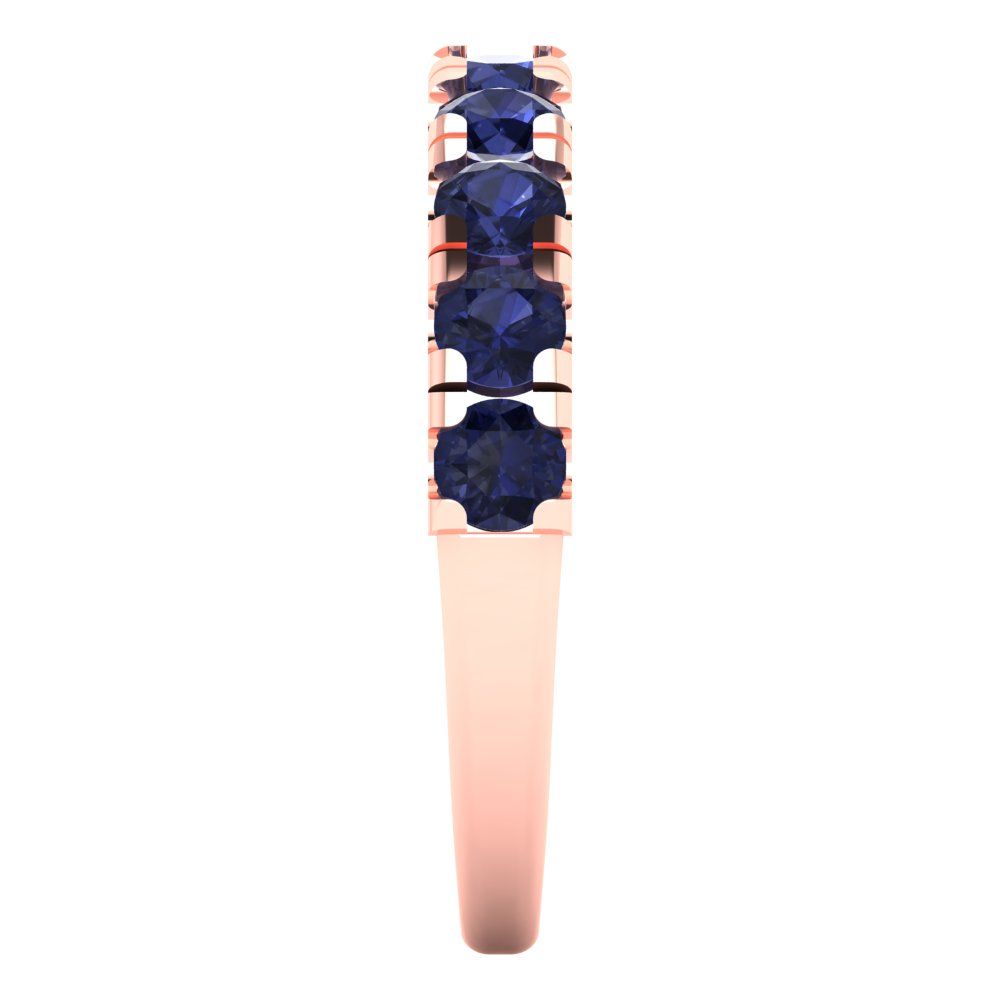 1 cttw Simulated Blue Sapphire Round Cut Rose Gold Eternity Wedding Band