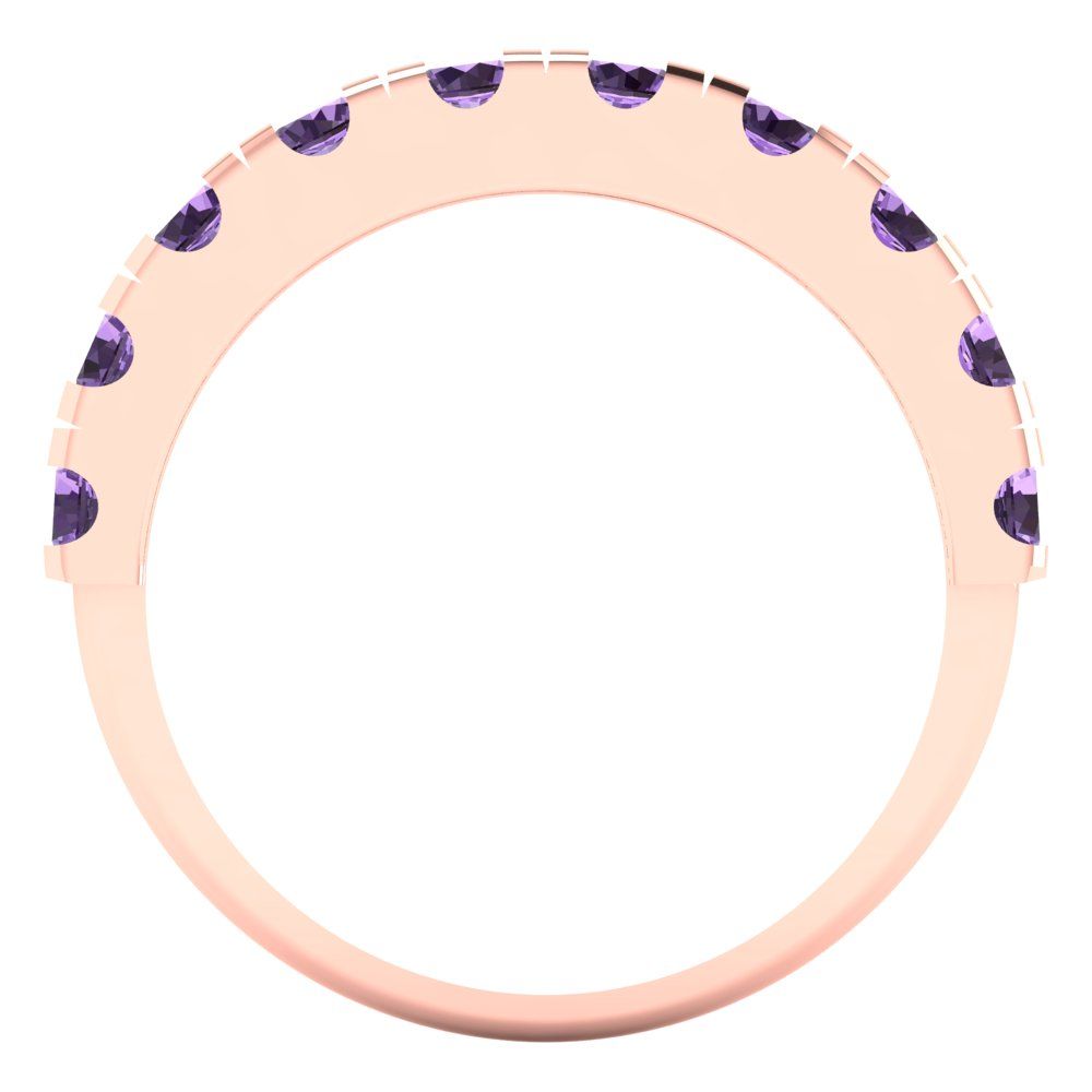 1 cttw Simulated Alexandrite Round Cut Rose Gold Eternity Wedding Band